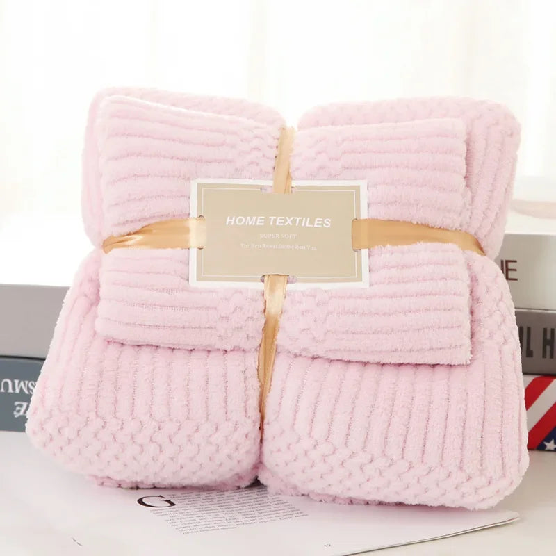 Coral Fleece Badhanddoekenset - De Definitie van Zachtheid. - Lichtblauw
