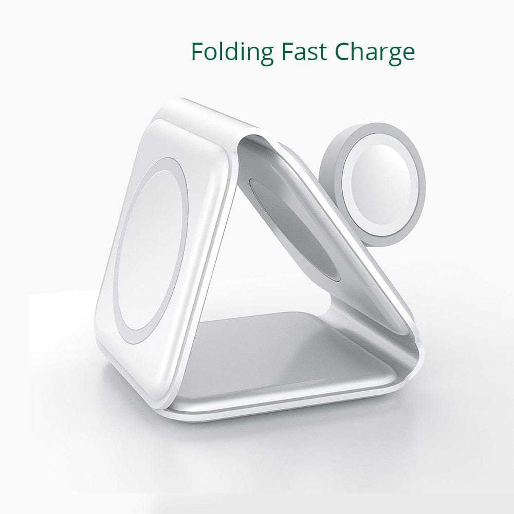 3-in-1 Draadloze Oplader - Eén Oplader voor Je Smartphone, Smart Watch en Oordopjes - Wit