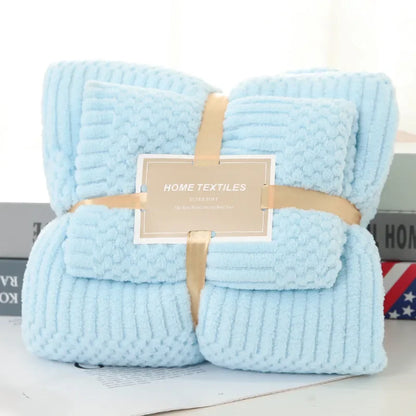 Coral Fleece Badhanddoekenset - De Definitie van Zachtheid. - Lichtblauw