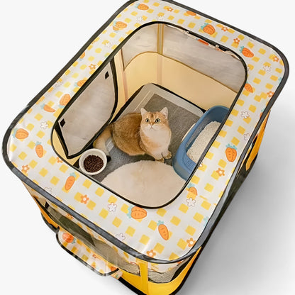 Caro Crate - Draagbare Opvouwbare Dierenbox - Geel