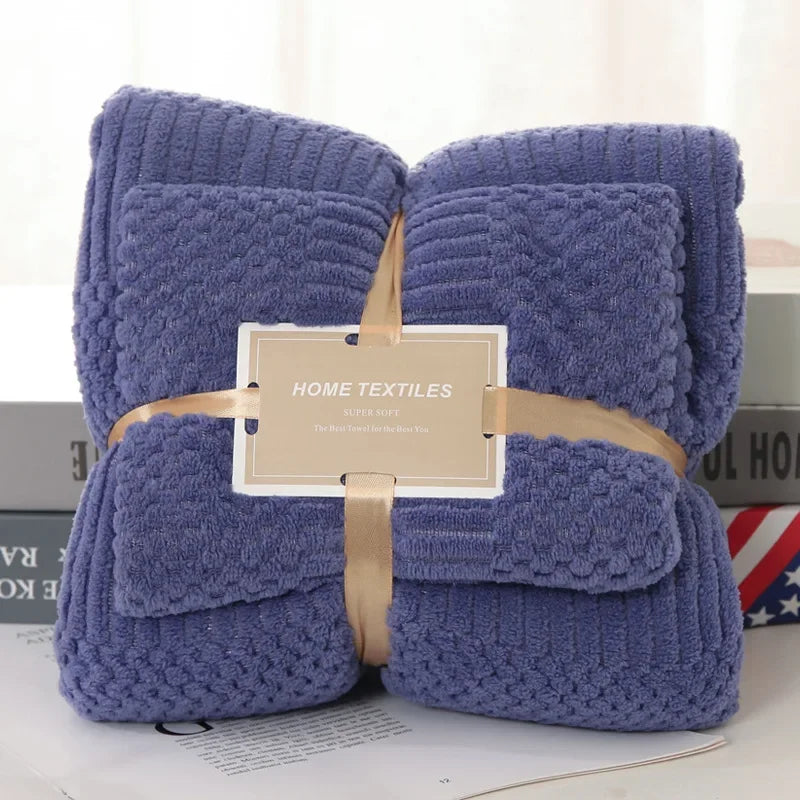 Coral Fleece Badhanddoekenset - De Definitie van Zachtheid. - Lichtblauw