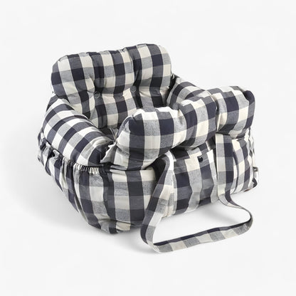 Honden Auto Mand Blauw-Wit Gestreepte Heren - Luxe & Comfortabele Autostoel voor Honden