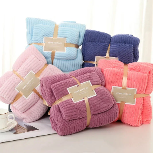 Coral Fleece Badhanddoekenset - De Definitie van Zachtheid. - Lichtblauw