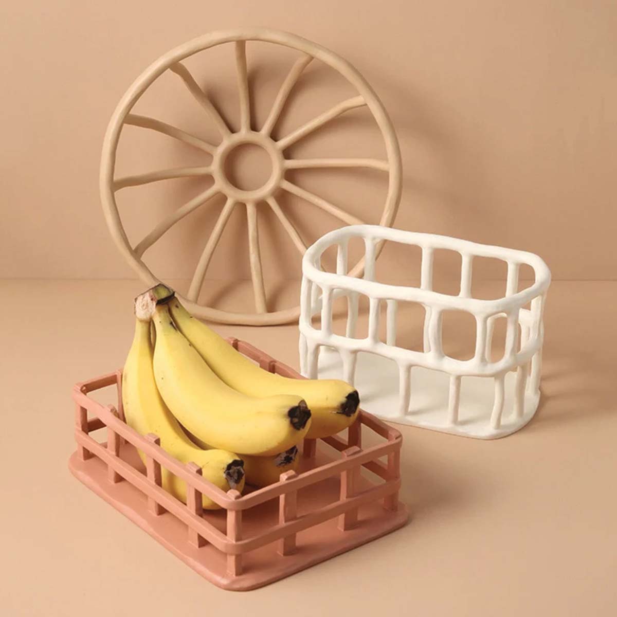 Artistieke Resin Fruitschaal met Elegant Ontwerp - Wit
