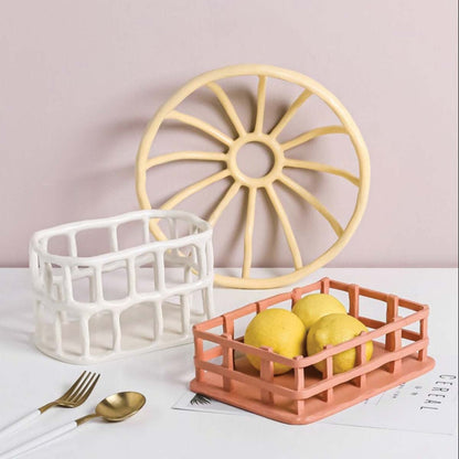 Artistieke Resin Fruitschaal met Elegant Ontwerp - Wit