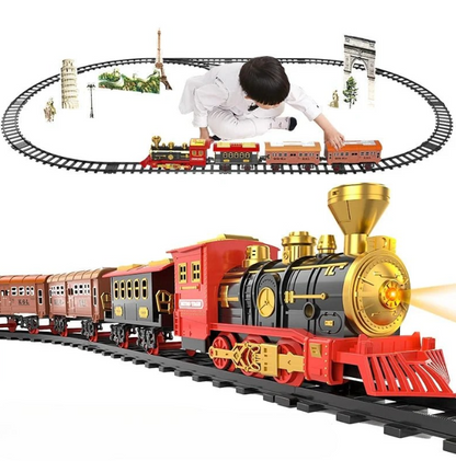 Treinset met Stoom en LED Verlichting – Complete Speelset met 12 Rails