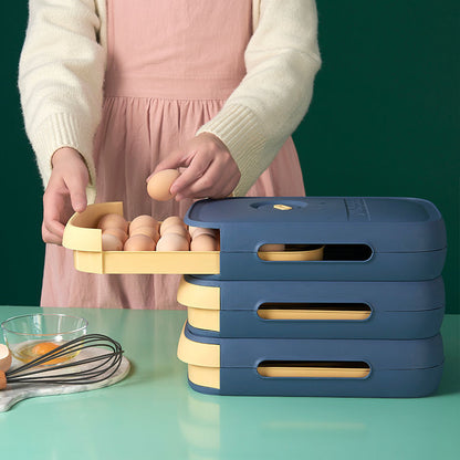 Eier Organizer voor keuken, automatische rollende eierhouder in diepblauw kunststof