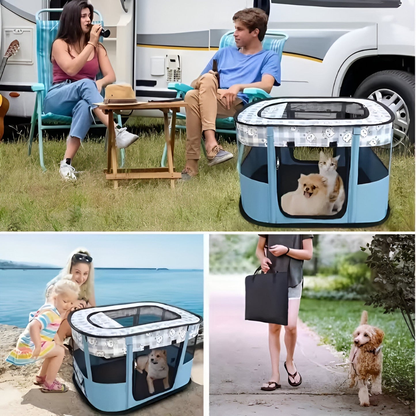 Caro Crate - Draagbare Opvouwbare Dierenbox - Geel