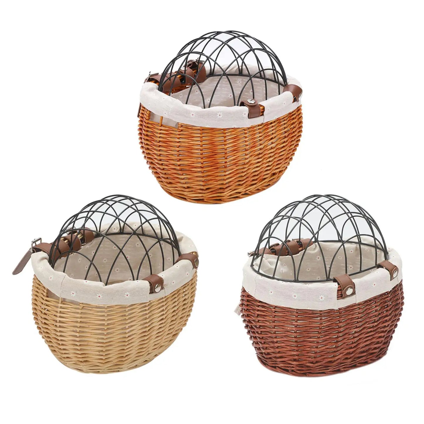 Honden Fietsmand Voorop Cognac - Riet Look Waterdicht - Rotan
