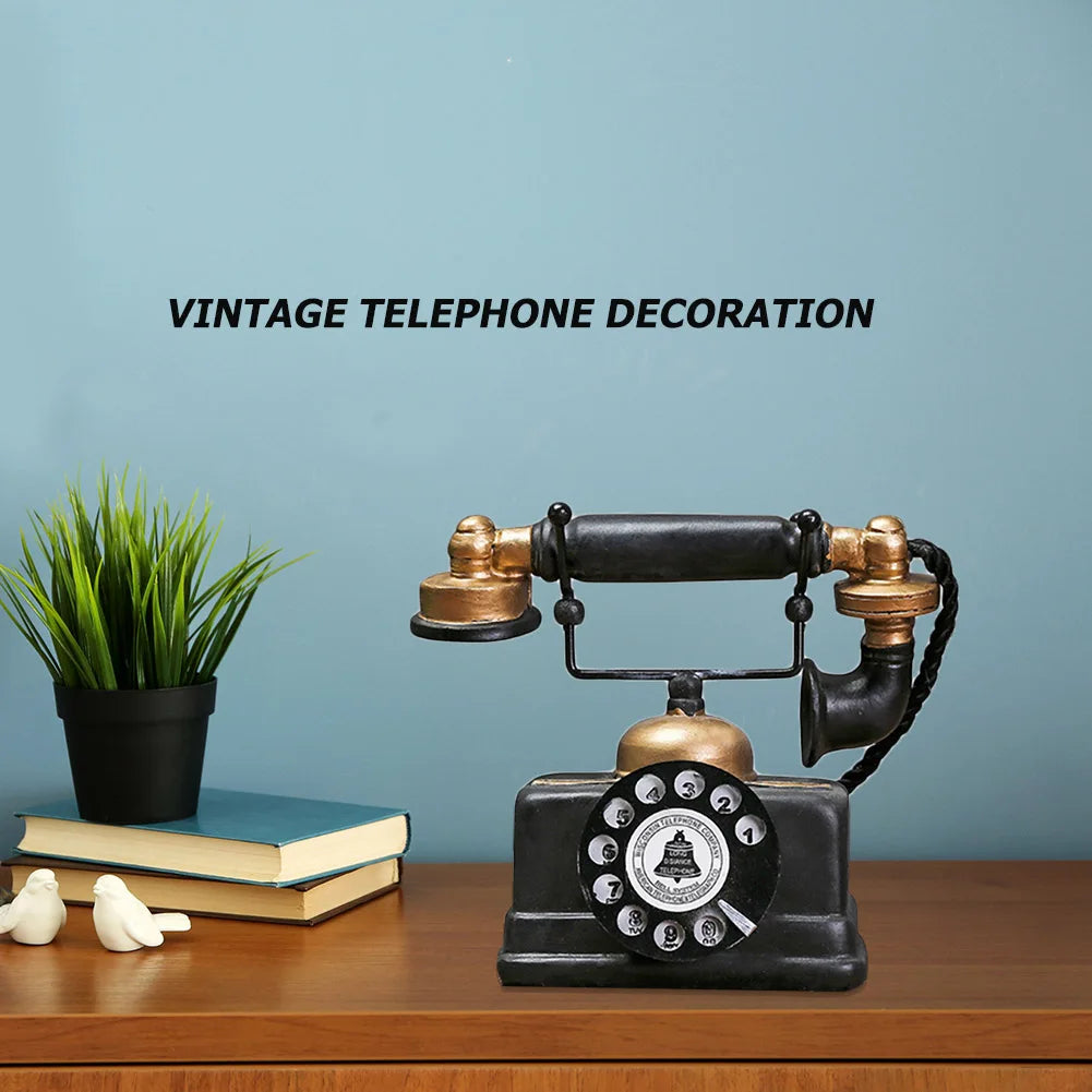 Antieke Telefoon Decoratie Zwart - Retro Vintage Woonkamer - Kunststof