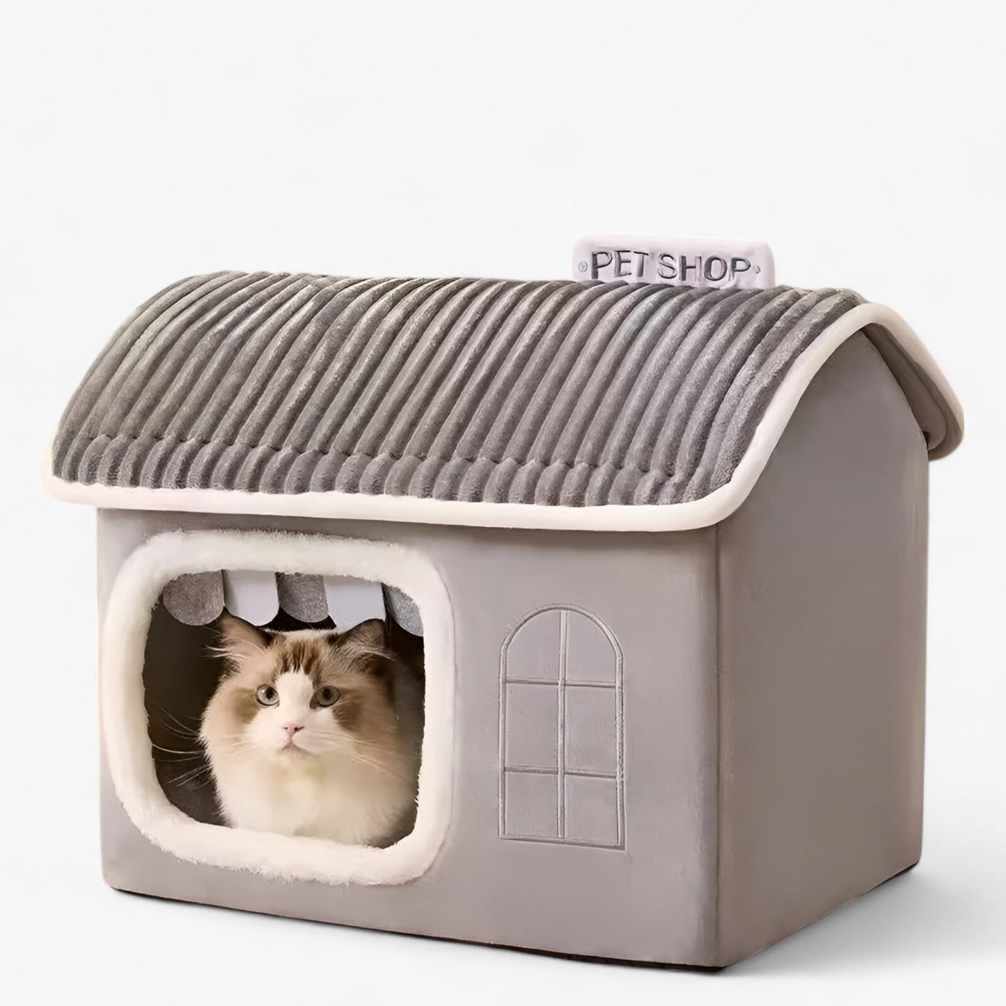 Vouwbaar Kattenhuis voor Buiten met Comfort - Grijs