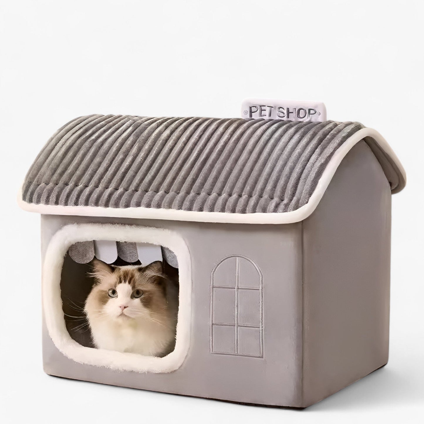 Vouwbaar Kattenhuis voor Buiten met Comfort - Grijs