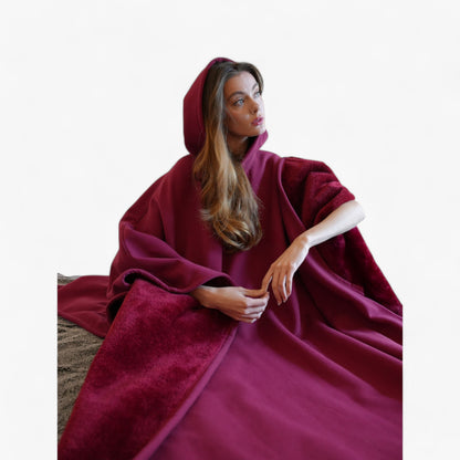 Cap Unisex Rozenkwarts - Fleece Poncho met Capuchon - Ultiem Comfort en Stijl