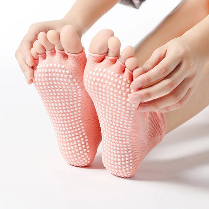 Antislip Pilates en Yoga Sokken met Vijf Teen Compartimenten