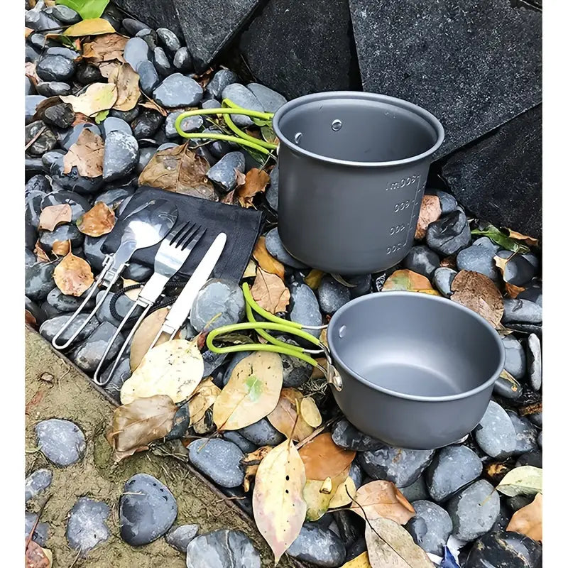 Compacte Camping Pannenset met Bestek