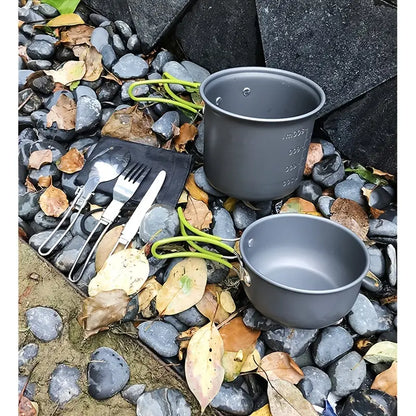 Compacte Camping Pannenset met Bestek