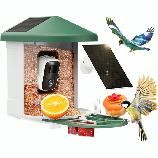 BirdEye Solar - Slimme Vogelvoerautomaat Camera met Zonne-energie – 2K HD, AI Herkenning & Weersbestendig