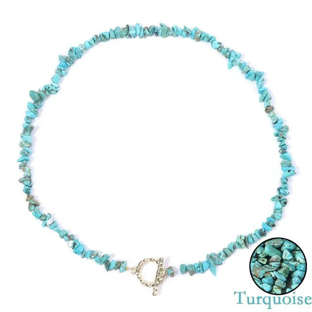 Halfedelsteen Ketting Turquoise - Helende Boheemse Gem Grind - Turquoise