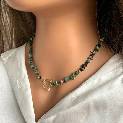 Halfedelsteen Ketting Turquoise - Helende Boheemse Gem Grind - Turquoise