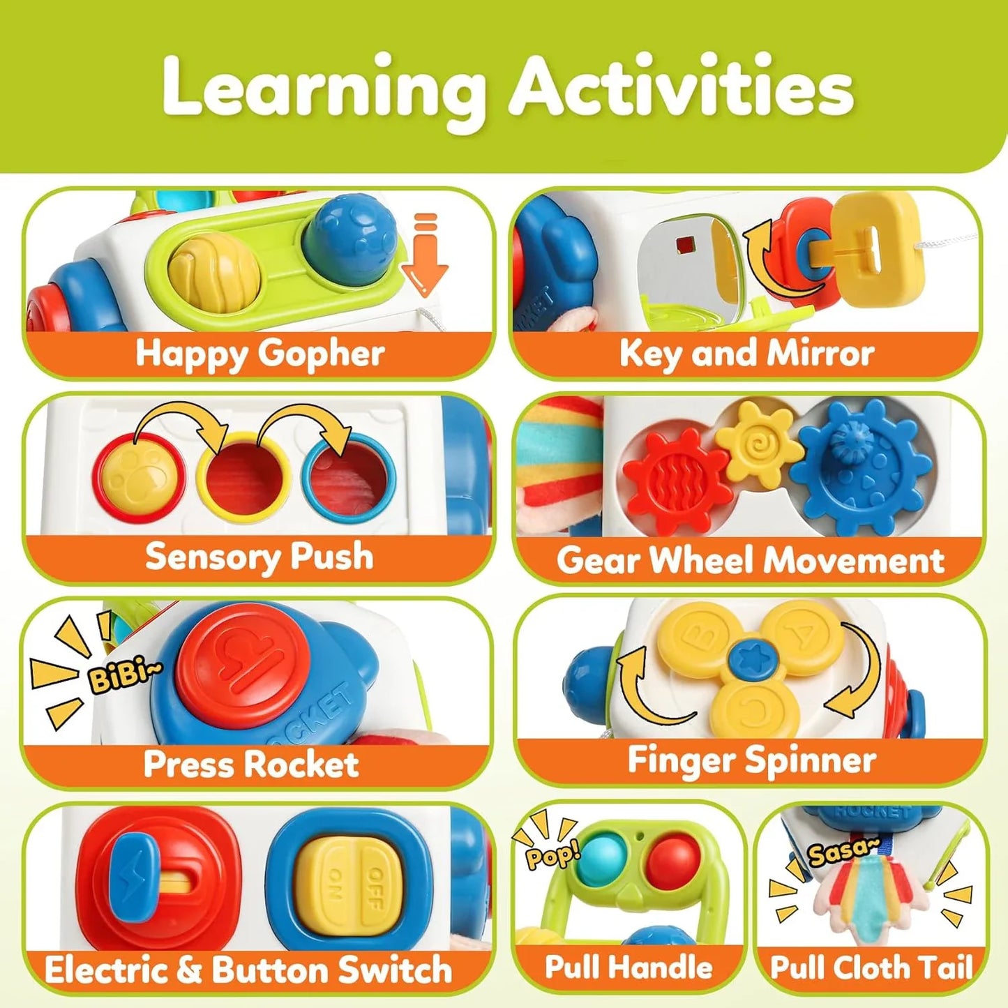Montessori Busy Cube™ – Handig voor onderweg – Sensorische Kubus