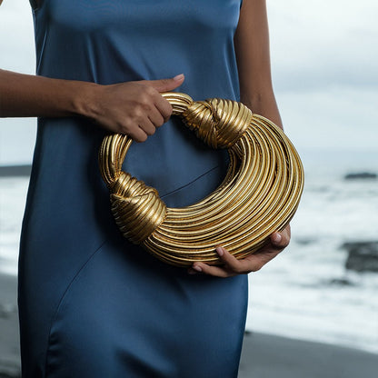 Elegante Handtas Dames Goud - Stijlvolle Avondtas Mesh - Metaal