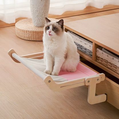Katten Hangmat - Elegant Houten Wandmontage Bed - Hout