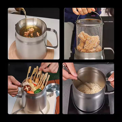 FryPan™ | Eén Compacte Oplossing voor Frituren, Filteren en Bewaren.