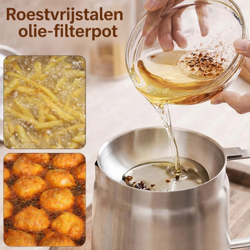 FryPan™ | Eén Compacte Oplossing voor Frituren, Filteren en Bewaren.