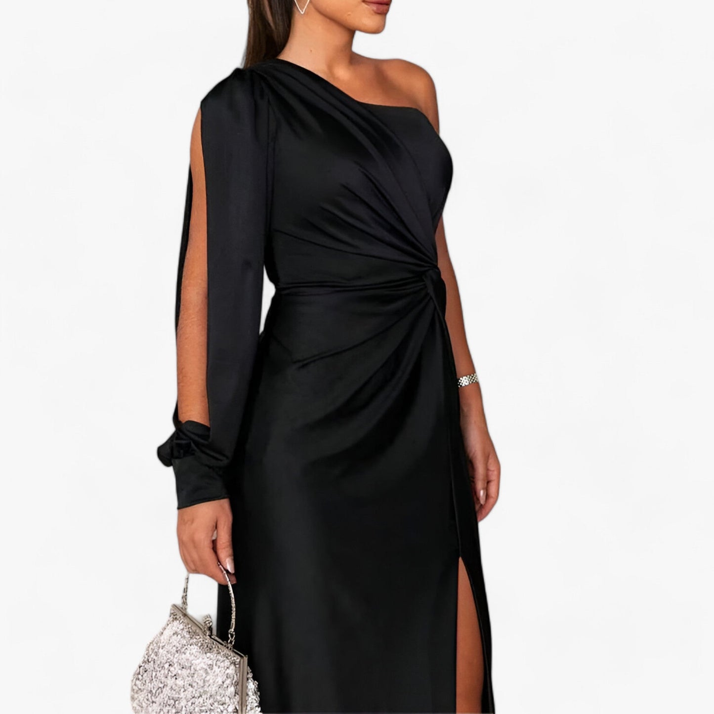 Évora Satijnen Maxi Dress - Elegant en Comfortabel - Kaki Groen