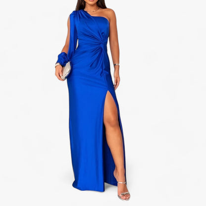 Évora Satijnen Maxi Dress - Elegant en Comfortabel - Kaki Groen