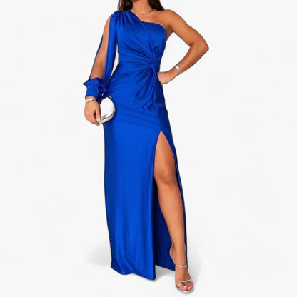Évora Satijnen Maxi Dress - Elegant en Comfortabel - Kaki Groen