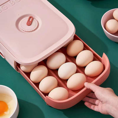 Eier Organizer voor keuken, automatische rollende eierhouder in diepblauw kunststof