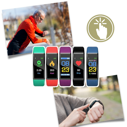VitaalHorloge - Senior Smartwatch – Eenvoudige Gezondheids- en Activiteitstracker met LED-scherm