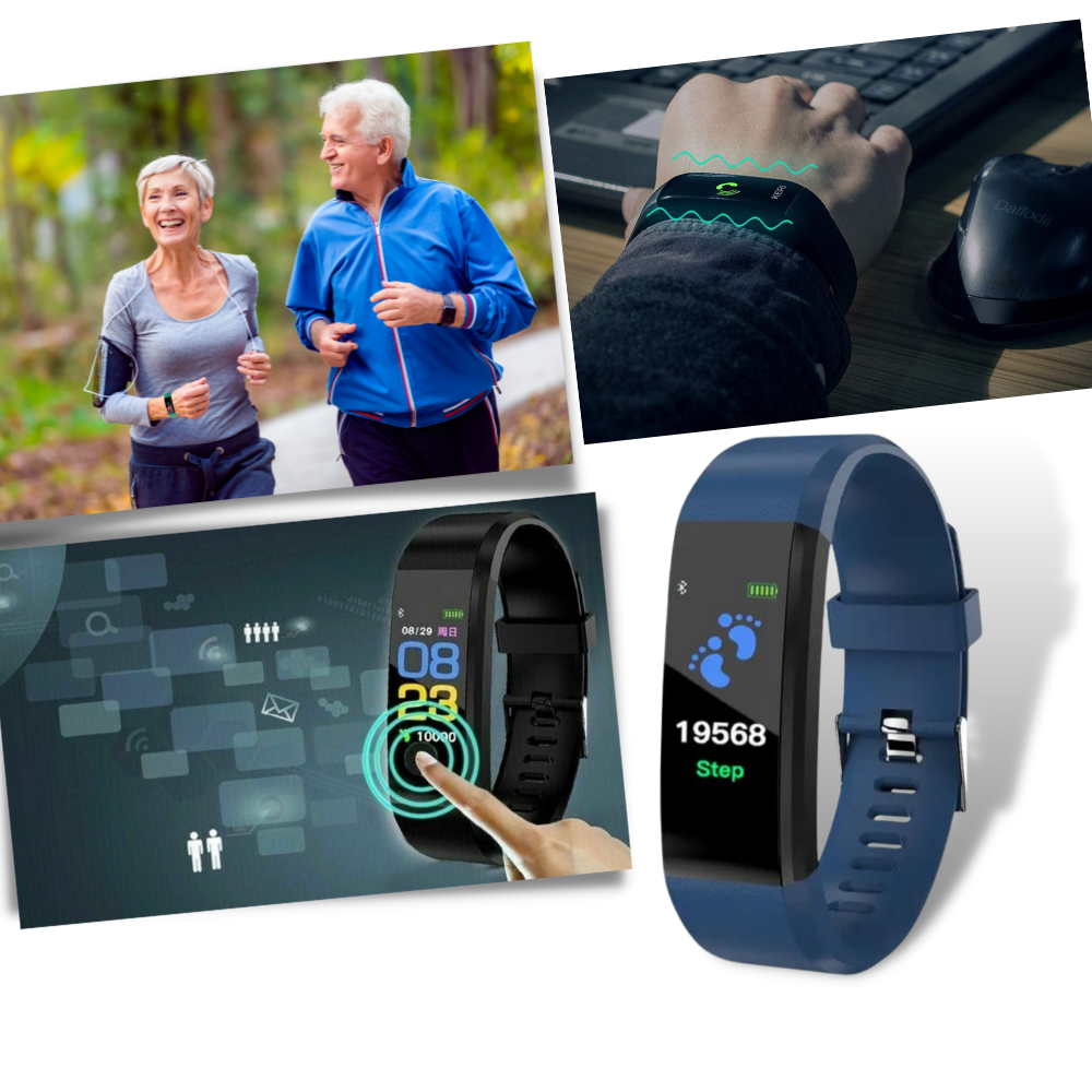 VitaalHorloge - Senior Smartwatch – Eenvoudige Gezondheids- en Activiteitstracker met LED-scherm