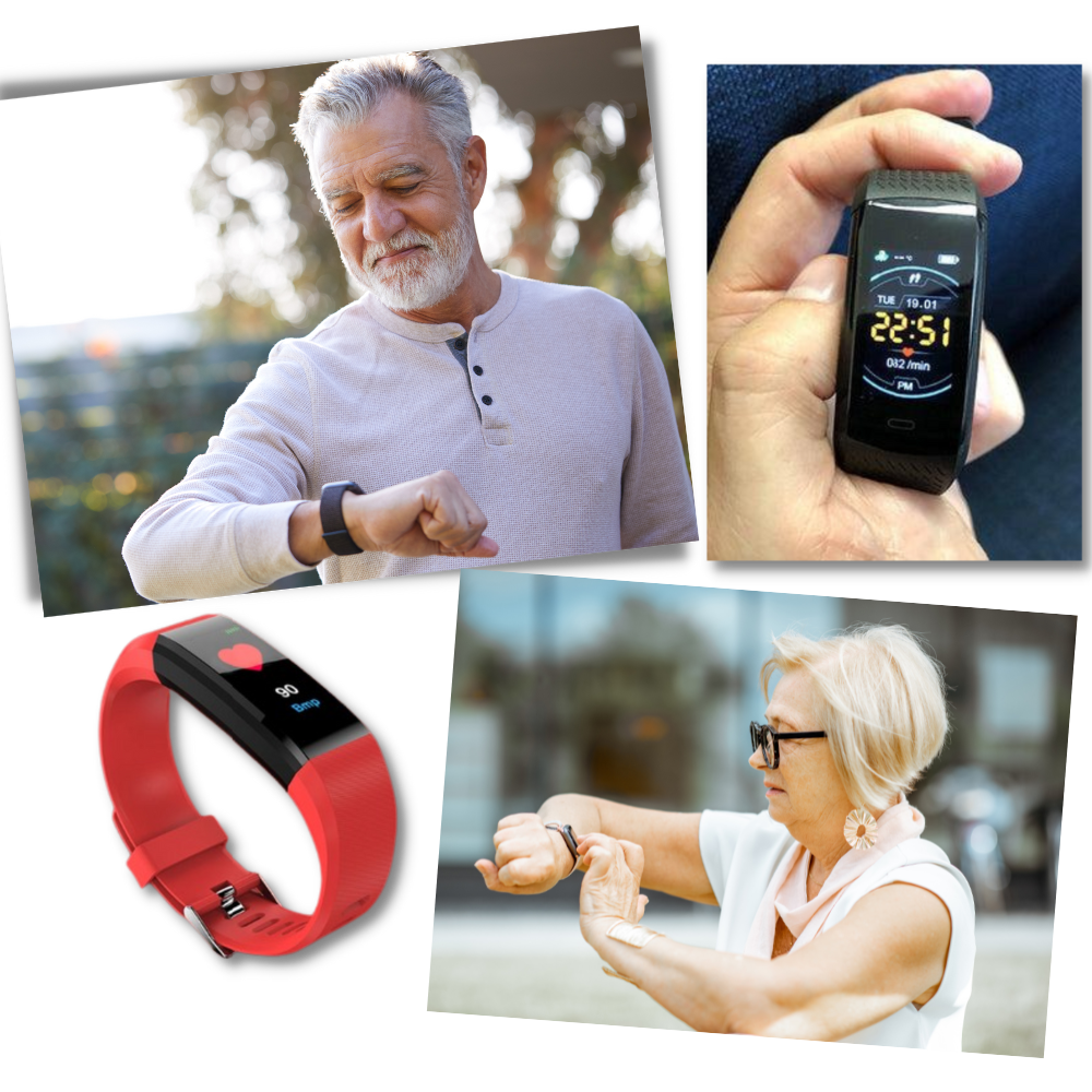 VitaalHorloge - Senior Smartwatch – Eenvoudige Gezondheids- en Activiteitstracker met LED-scherm