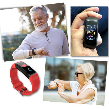 VitaalHorloge - Senior Smartwatch – Eenvoudige Gezondheids- en Activiteitstracker met LED-scherm